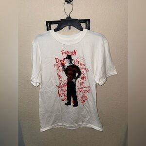 White Graphic Freddy Horror Tee - Men's Shirt